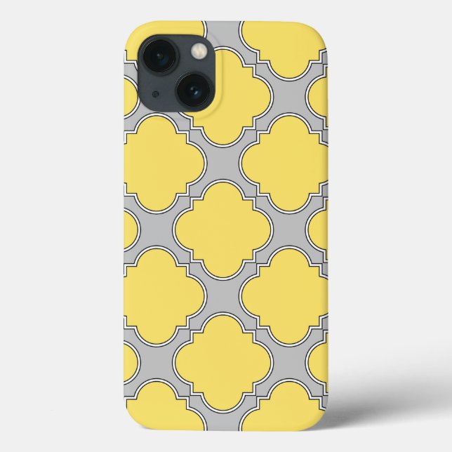 Funda De Case-Mate Para iPhone Estuche Quatrefoil amarillo y gris Funda-Mate para (Reverso)
