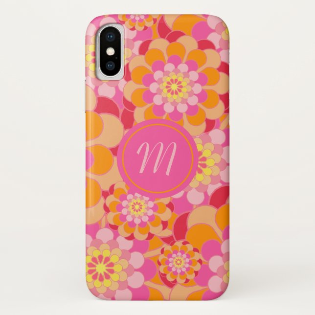 Funda De Case-Mate Para iPhone Estuche Retro Floral Monogramado para iPhone / iPa (Reverso)