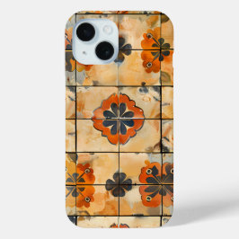 Funda Para iPhone 15 Estuche Retro Floral Tile Pattern Phone