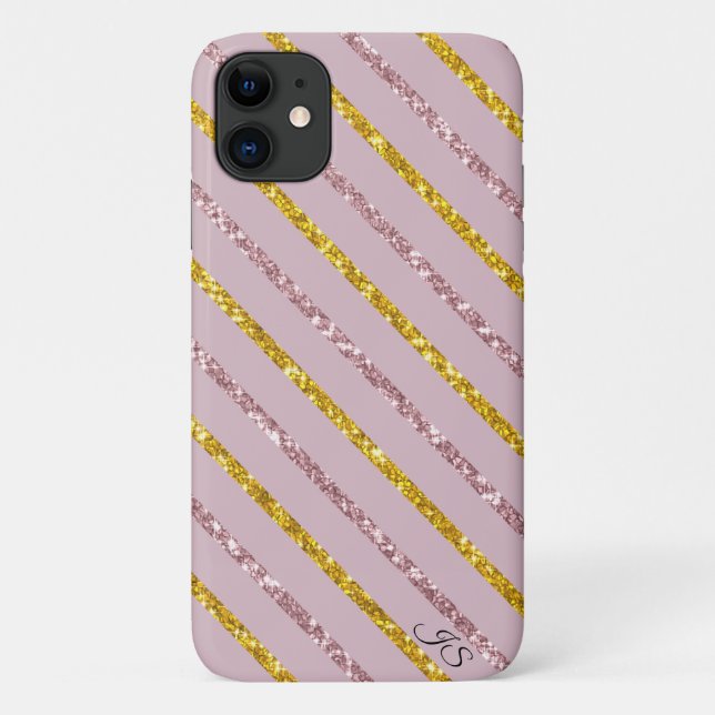 Funda De Case-Mate Para iPhone Estuche Rubor Pink and Gold Personalizado Phone (Reverso)