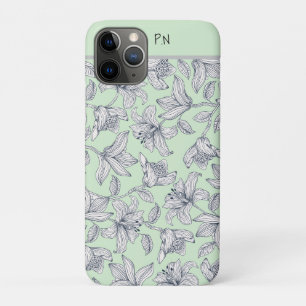 Funda Para iPhone 11 Pro Estuche Sage Floral Monograma para iPhone / iPad