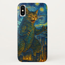Funda Para iPhone X Estuche Starry Night Kaiju Catzilla Cat iPhone iPa