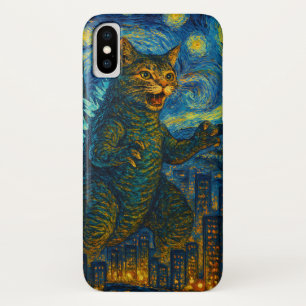 Funda Para iPhone X Estuche Starry Night Kaiju Catzilla Cat iPhone iPa
