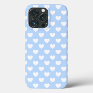 Funda Para iPhone 13 Pro Estuche Super Cute Pastel Blue And White Heart Pho