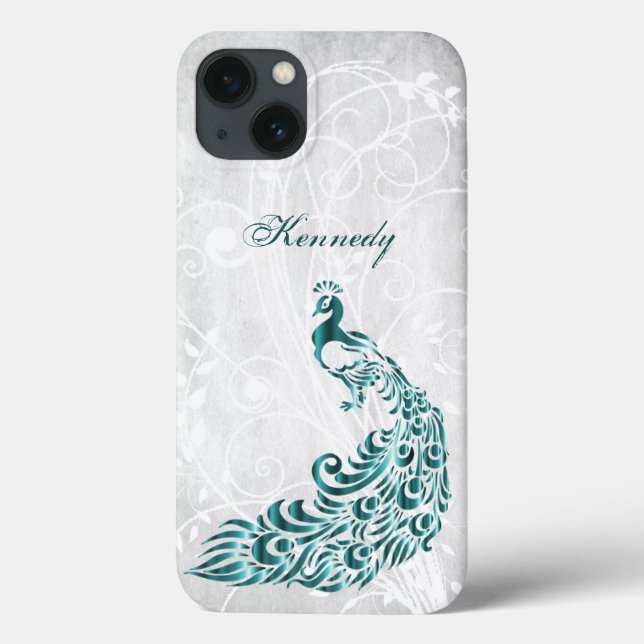 Funda De Case-Mate Para iPhone Estuche verde azulado Peacock Funda-Mate para iPho (Reverso)