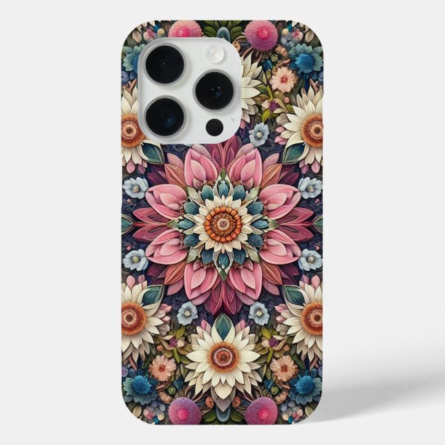 Funda De Case-Mate Para iPhone Estuche Vibrant Mandala Floral para iPhone (Reverso )