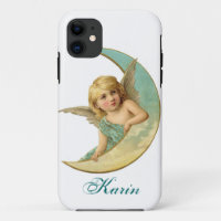 Estuche Vintage Angel and Moon iPhone Add Your Nam