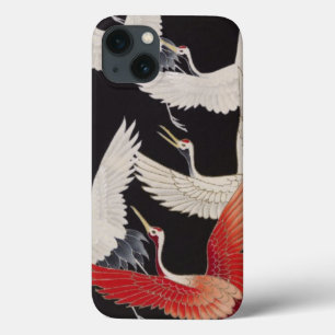 Funda Para iPhone 13 Estuche vintage japonés para iPad de grullas texti