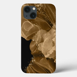Funda Para iPhone 13 Estuche Watercolor Brown Gold Purpurina para iPhon