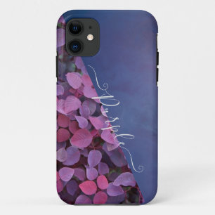 Funda Para iPhone 11 Estuches de iphone en monograma de follaje morado