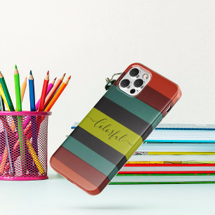 Funda Para iPhone 11 estuches de iphone en monograma de rayas verdes na