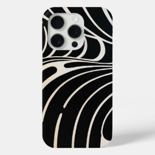 Funda Para iPhone 15 Pro Estuches de Iphone ondas blancas y negras