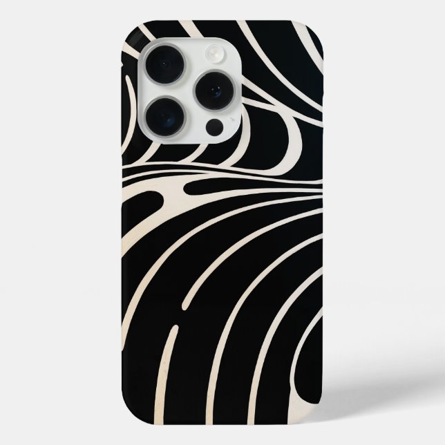 Funda De Case-Mate Para iPhone Estuches de Iphone ondas blancas y negras (Reverso )
