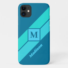 Funda Para iPhone 11 estuches de monograma y teléfono de nombre de pers