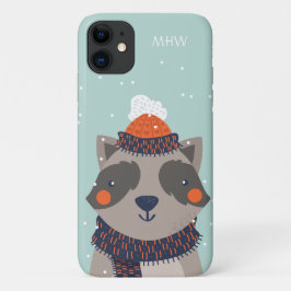 Funda Para iPhone 11 Estuches de teléfono de Winter Raccoon monograma p