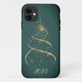 Funda Para iPhone 11 Estuches para iPhone de árbol de Navidad dorado