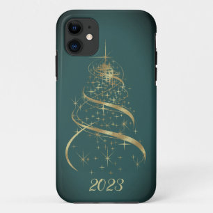 Funda Para iPhone 11 Estuches para iPhone de árbol de Navidad dorado