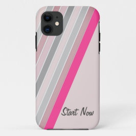 Funda Para iPhone 11 Estuches para iPhone de tiras grises y rosadas de 