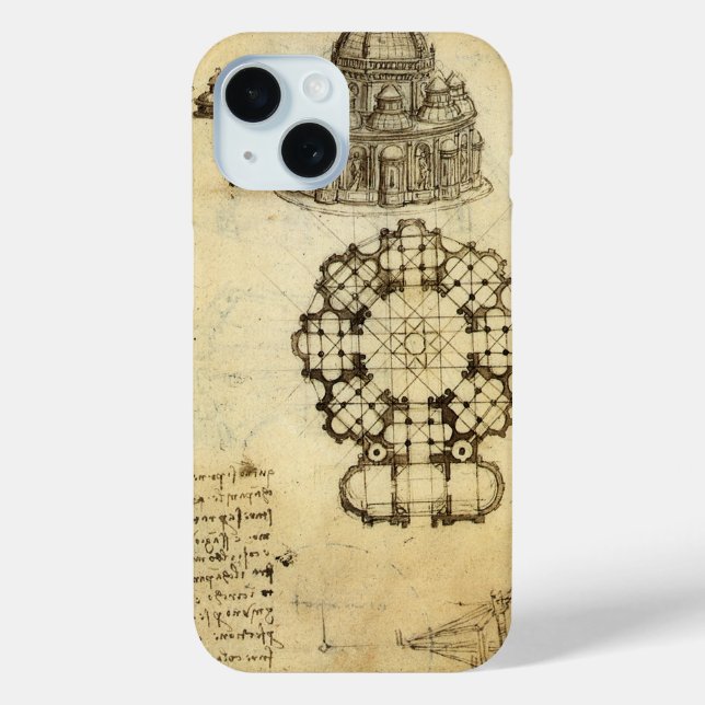 Funda De Case-Mate Para iPhone Estudio de la catedral arquitectónica de Leonardo  (Reverso )