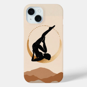 Funda Para iPhone 15 Estudio de yoga posar luna de oro moderno abstract