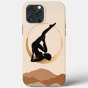 Funda Para iPhone 13 Pro Max Estudio de yoga posar luna de oro moderno abstract