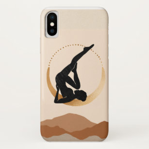 Funda Para iPhone X Estudio de yoga posar luna de oro moderno abstract