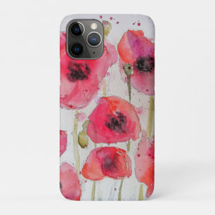 Funda Para iPhone 11 Pro Etiqueta de equipaje de acuarela floral de amapola