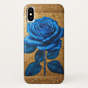 Funda Para iPhone X Exhibición de elegante rosa azul en marco de oro o