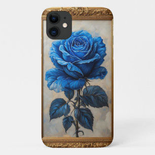 Funda Para iPhone 11 Exhibición de elegante rosa azul en marco de oro o