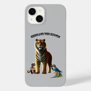 Funda Para iPhone 14 De Case-Mate Exótico amante de las mascotas con tigre, mono y m