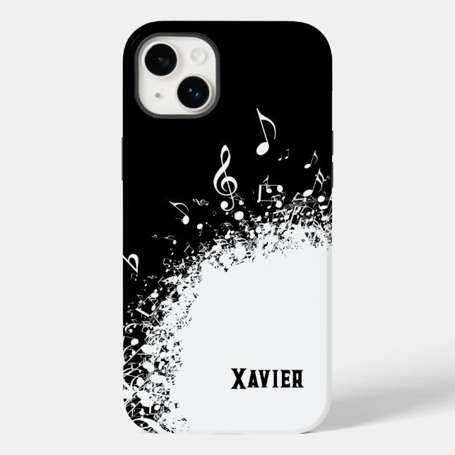 Funda De Case-Mate Para iPhone explosión de música en blanco y negro (Reverso )