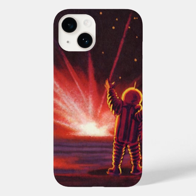 Funda De Case-Mate Para iPhone Explosión del planeta rojo de ciencia ficción vint (Reverso )