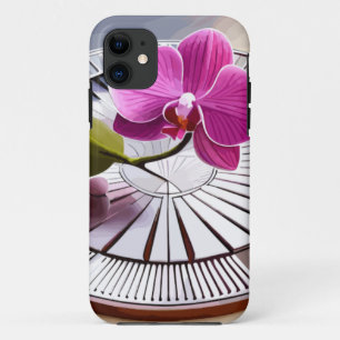 Funda Para iPhone 11 Exquisito orquídea rosa descansa en placa plateada