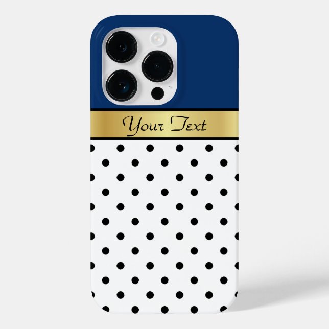 Funda De Case-Mate Para iPhone Exquisitos puntos de polka azul y negro (Reverso )