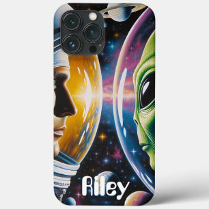 Funda Para iPhone 13 Pro Max Extranjero y astronauta en el espacio personalizad