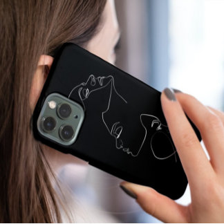 Funda Para iPhone 14 De Case-Mate Face Line Art Minimalista Arte estético negro
