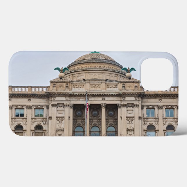 Funda De Case-Mate Para iPhone fachada de la emblemática biblioteca pública milwa (Reverso (Horizontal))