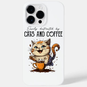 Funda Para iPhone 14 Pro Max De Case-Mate Fácilmente Distraído Por Gatos Y Café Amantes De L