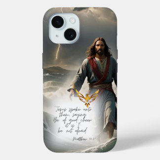 Funda Para iPhone 15 Faith Based Jesus on Water Gold Dove New Testament