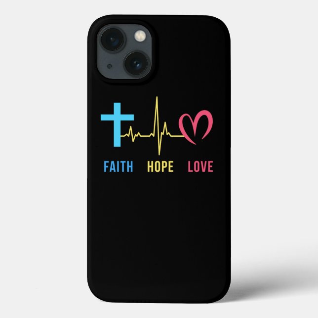 Funda De Case-Mate Para iPhone Faith Hope Love Christian Heartbeat  (Reverso)