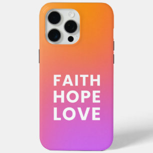 Funda Para iPhone 15 Pro Max Faith Hope Love Gradient Color Naranja Purple