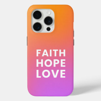 Funda Para iPhone 15 Pro Faith Hope Love Gradient Color Naranja Purple