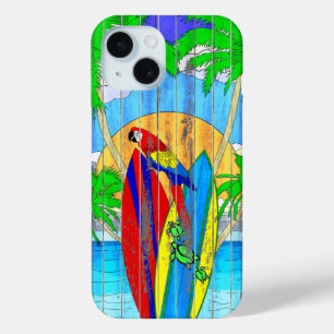 Funda Para iPhone 15 Fake Wood Grain Coastal Surf Art
