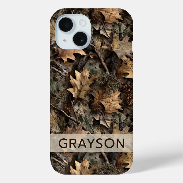 Funda De Case-Mate Para iPhone Fall Leaves Camouflage Personalized (Reverso )