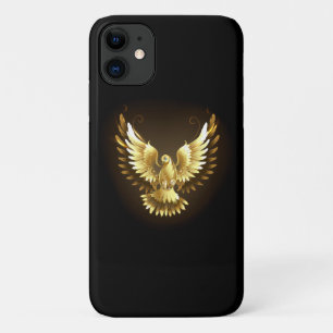 Funda Para iPhone 11 Falsa paloma de paz del Relieve metalizado dorado
