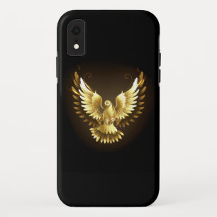 Funda Para iPhone XR Falsa paloma de paz del Relieve metalizado dorado