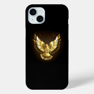 Funda Para iPhone 15 Mini Falsa paloma de paz del Relieve metalizado dorado