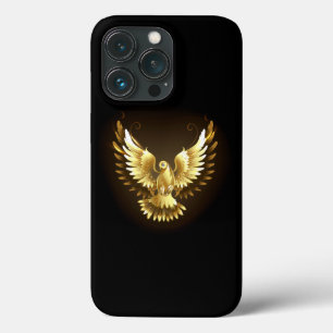 Funda Para iPhone 13 Pro Falsa paloma de paz del Relieve metalizado dorado