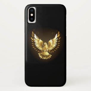 Funda Para iPhone X Falsa paloma de paz del Relieve metalizado dorado