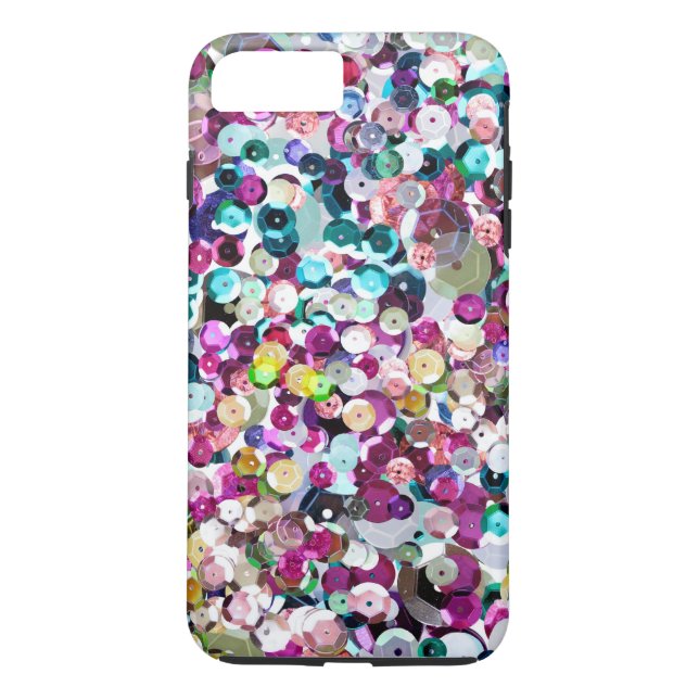 Funda De Case-Mate Para iPhone Falsas lentejuelas Bling del arco iris femenino (Reverso)